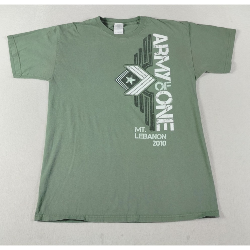 Gildan Army Of One Mt Lebanon Shirt Mens Medium Green Military Graphic Y2K 2010